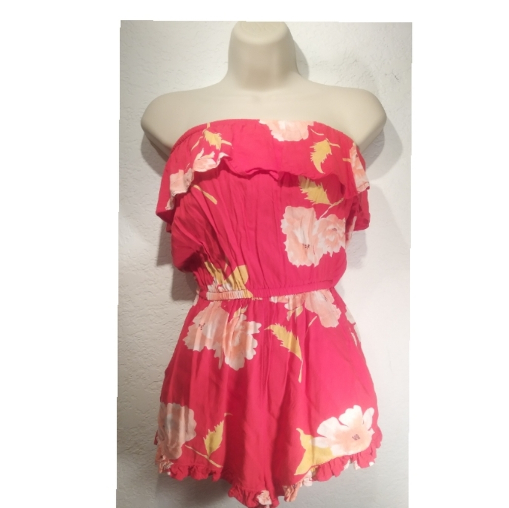 Strapless Romper Floral Print - Picture 1 of 3